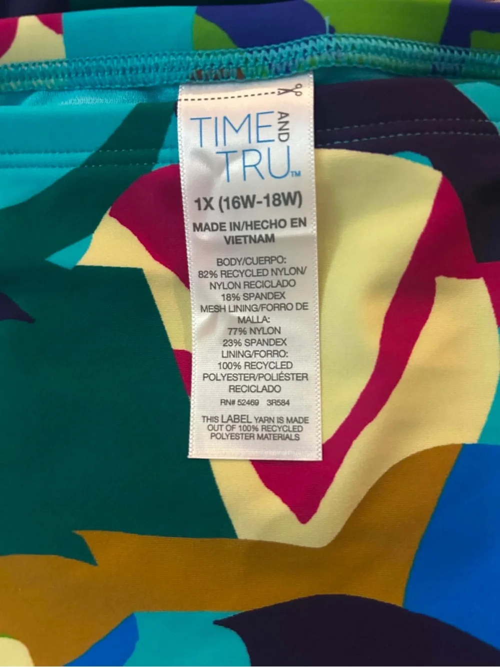 Time and Tru Teal Multi-Color Bikini Bottom